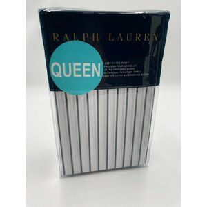 NEW Ralph Lauren Queen Deep Fitted Sheet Prescot Stripe Cotton 60" x 80" x 18"